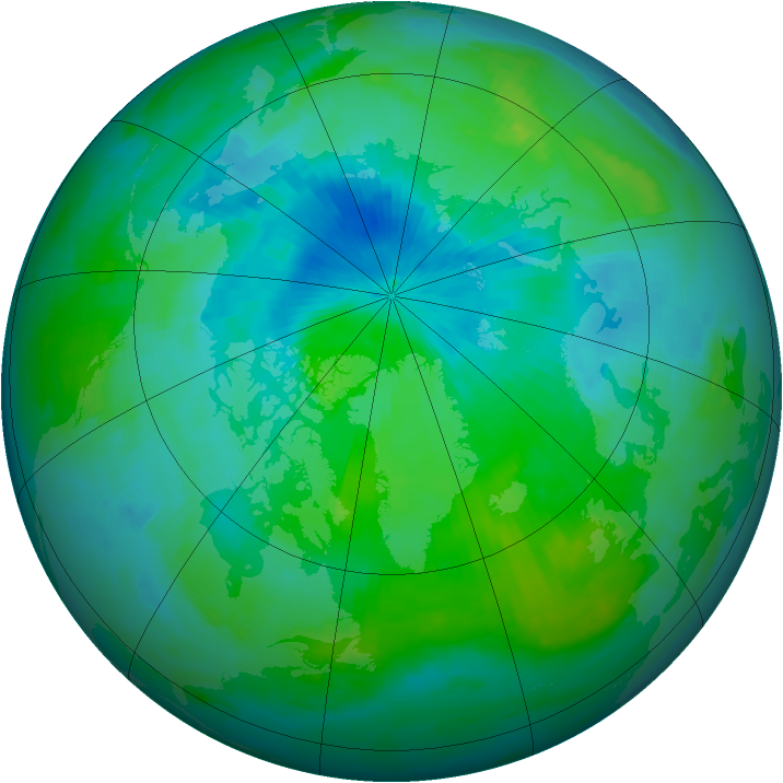 Arctic ozone map for 27 August 1997